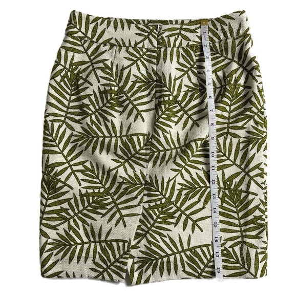 ANN TAYLOR Petite Green Palm Leaf Basket Weave Skirt - Size 00 - Picture 9 of 10